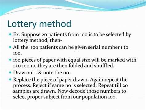 lottery method|Iba pa.